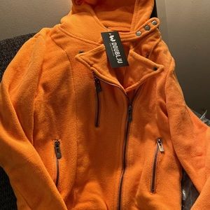 Fleece moto jacket orange